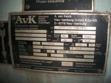 780 KW 400V 1500RPM AVK