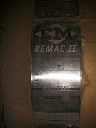 350 KW 1800RPM 480V Bemac