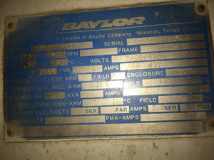 2865 KW 2400/4160V 900 RPM Baylor